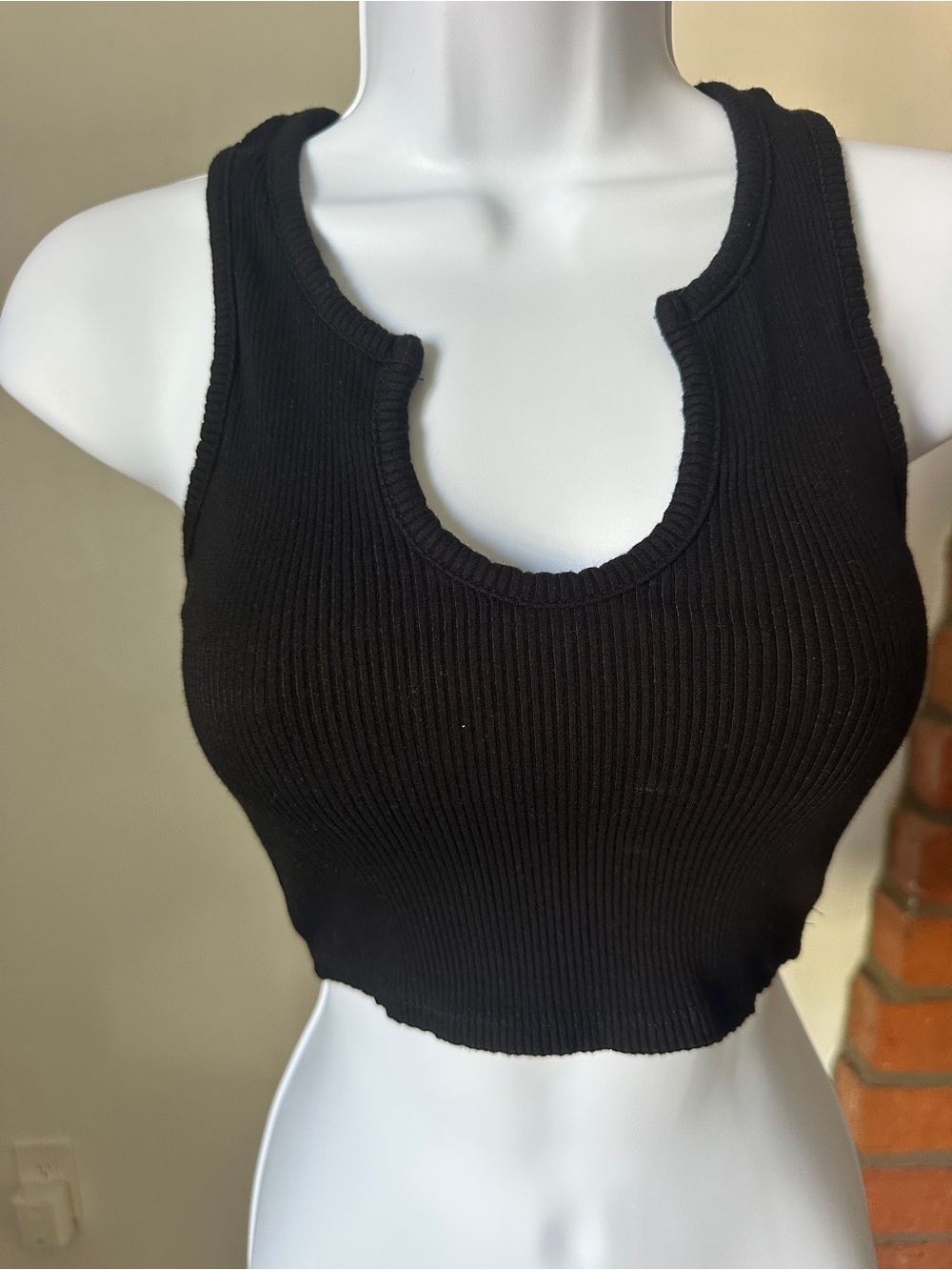 JLUXLABEL Black Ribbed Notch-Neck Too - Picture 4 of 4